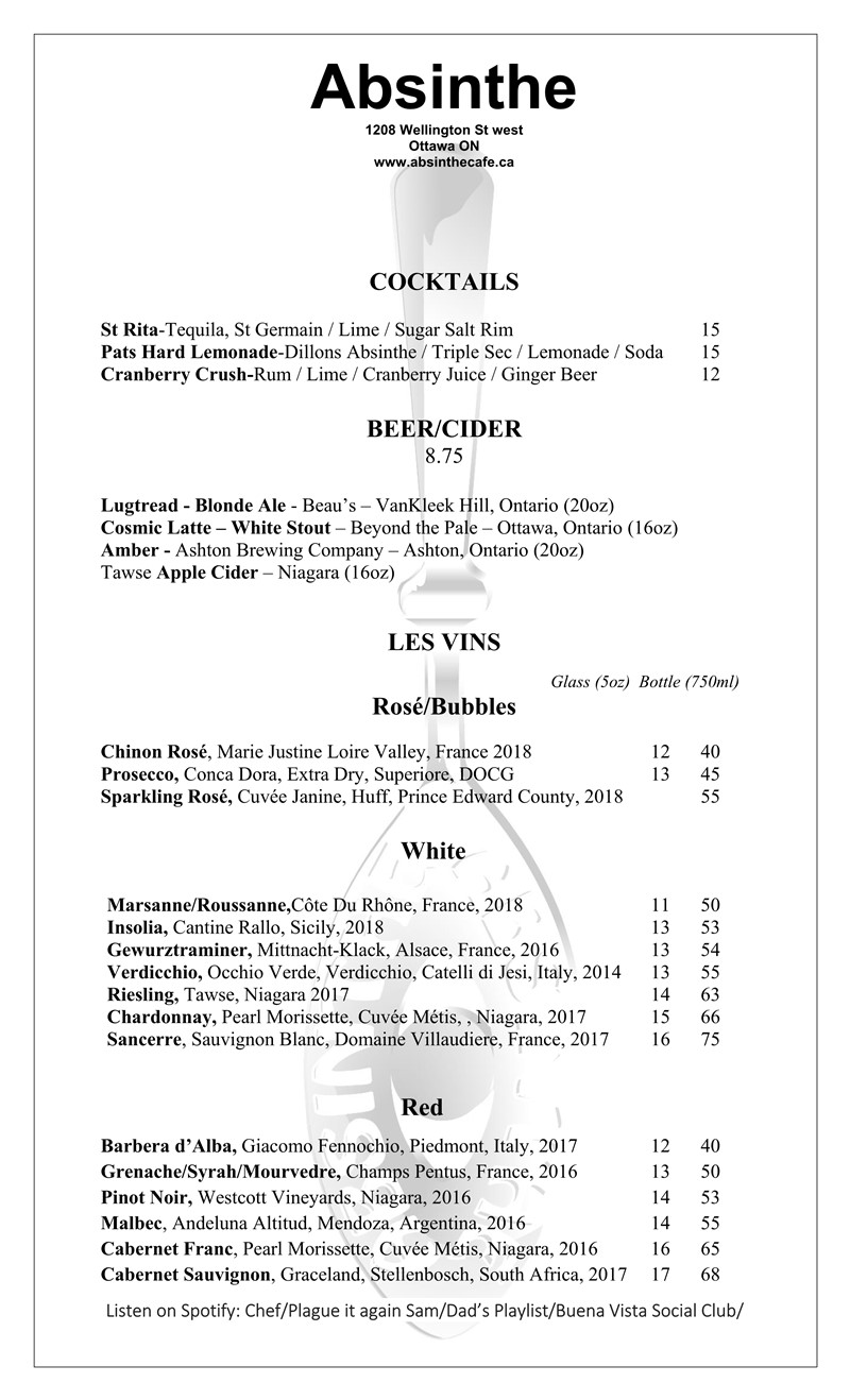 Patio Menu